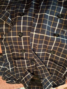 Coach Navy Plaid Button-Down Shirt Jacket